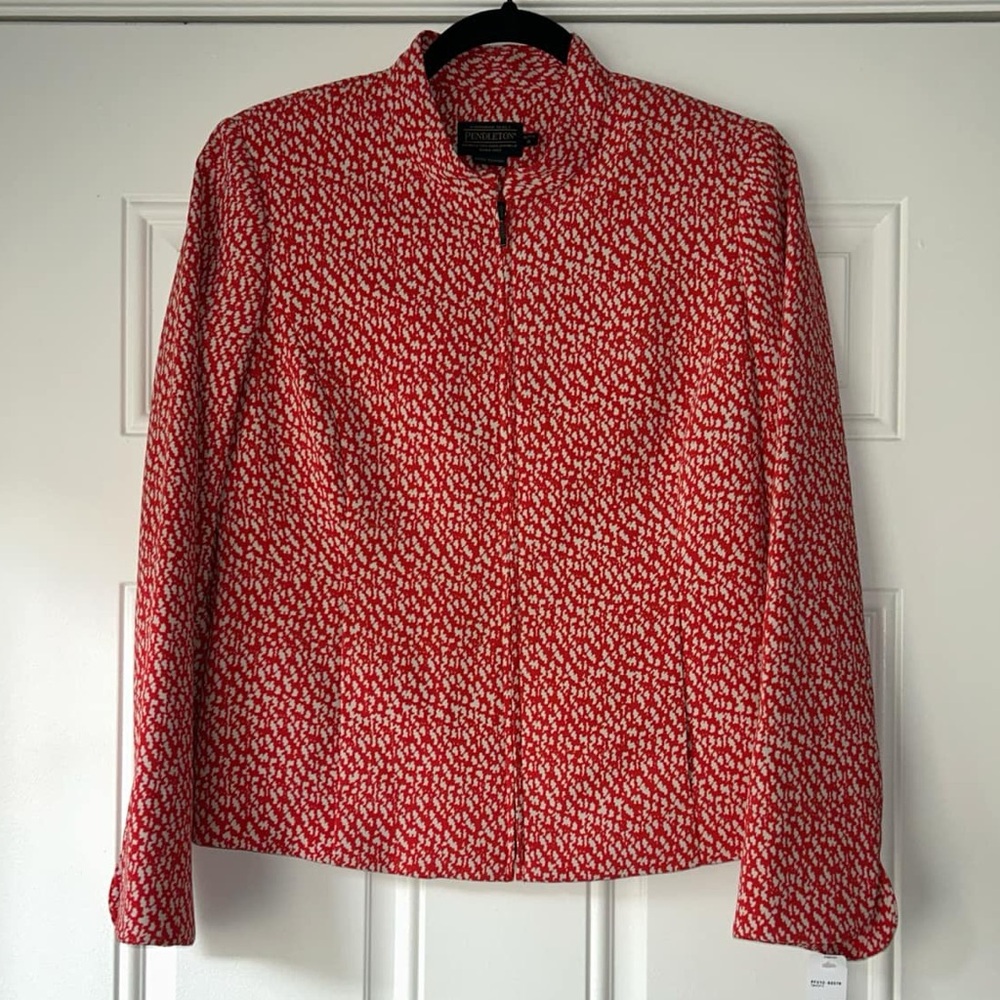 NWT Pendleton Full Zip JACKET Speckled Pebbled Print Blazer size 6 petite 6p